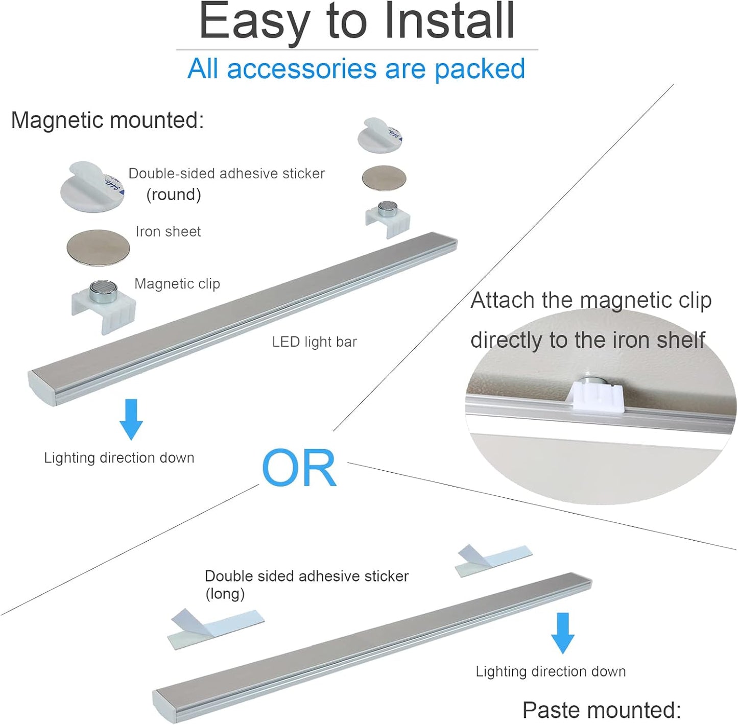 LED Motion Sensor Under Cabinet Lights, 17 inch Plug in Closet Light, USB Corded LED Light Bar, Under Counter Lighting for Kitchen,Wardrobe,Sink,Workspace,Natural White (4000K)