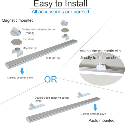 LED Motion Sensor Under Cabinet Lights, 17 inch Plug in Closet Light, USB Corded LED Light Bar, Under Counter Lighting for Kitchen,Wardrobe,Sink,Workspace,Natural White (4000K)