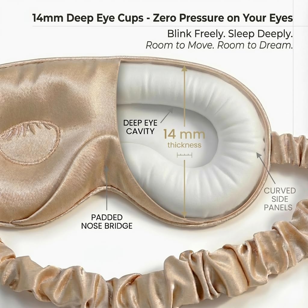 MATASSE 100% Mulberry Silk Sleep Mask, Champagne