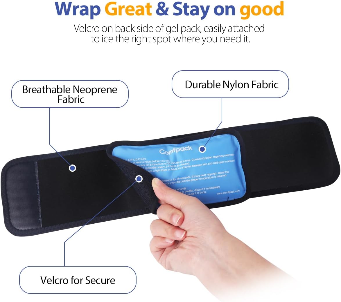 Comfpack Cold Therapy Wrap with 2 Packs for Pain Relief, Reusable Gel Ice Packs for Foot Plantar, Wrist, Ankle, Great for Sprains, Muscle Pain, Bruises, Injuries | Hot and Cold Ice Packs for Foot Plantar, Wrist, Ankle, Great for Sprains, Muscle Pain,