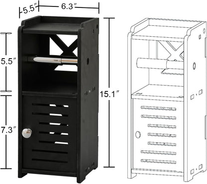 AOJEZOR Toilet Paper Holder Stand: Small Space Bathroom Storage for Renters