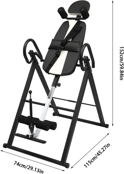Inversion Table for Back Pain Relief, 330.7lbs Capacity Heavy Duty Inversion Teeter Table with Adjustable Safety Belt & Headrest, Home Back Stretcher Decompression Equipment