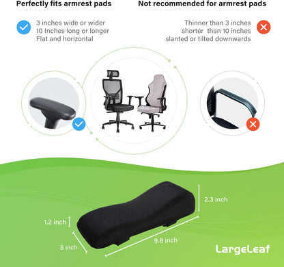 LargeLeaf Chair Ergonomic Armrest Pads Elbow Pillow Pressure Relief Office Chair Gaming Chair armrest with Memory Foam armrest Pads 2-Piece Set of Chair (Black_Velvet)