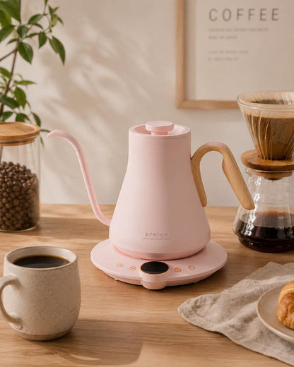 Cocinare Gooseneck Electric Kettle, ±1°F Precise Temperature Control, 1500W Fast Heating, Pour Over Coffee & Tea Kettle with Brew Timer & Keep Warm, Stainless Steel, 0.9L (Matte Black)