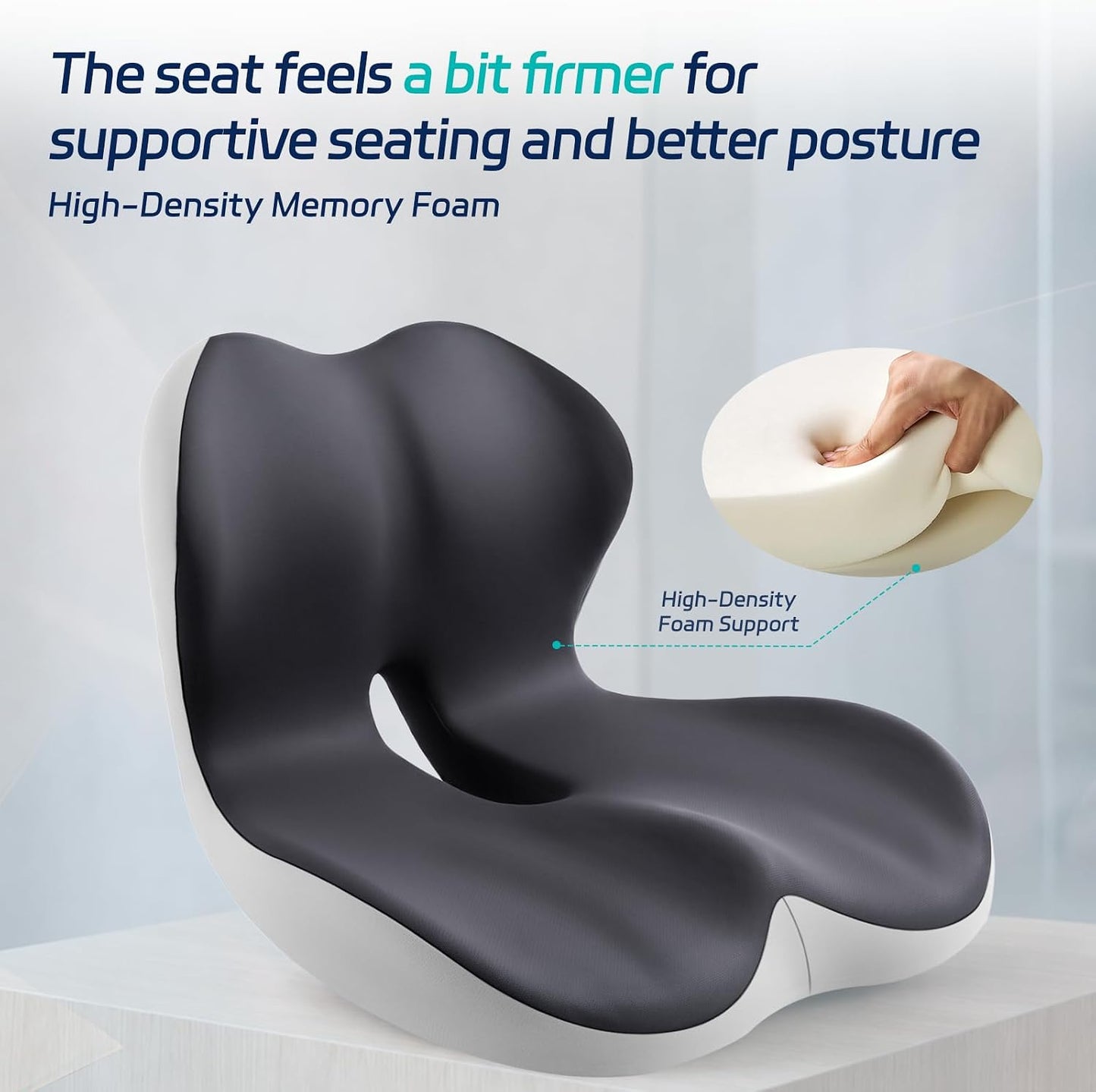 Back and Seat Cushion for Office, Back & Tailbone Pain Relief, Raised Cushion for Lumbar and Butt, Double-Sided Anti-Slip, Improves Sitting Posture, Ergonomic Memory Foam Lumbar Cushion