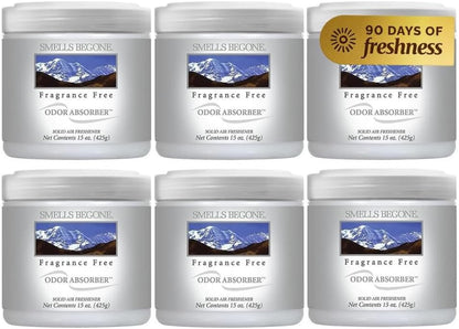 SMELLS BEGONE 15oz Gel Odor Eliminator - Absorb & Remove Tough Odors in Pet Areas, Bathrooms, Basements, Garage, Cars, RVs & Boats - Eliminate Odors Quickly (2-Pack, Fresh Cotton)