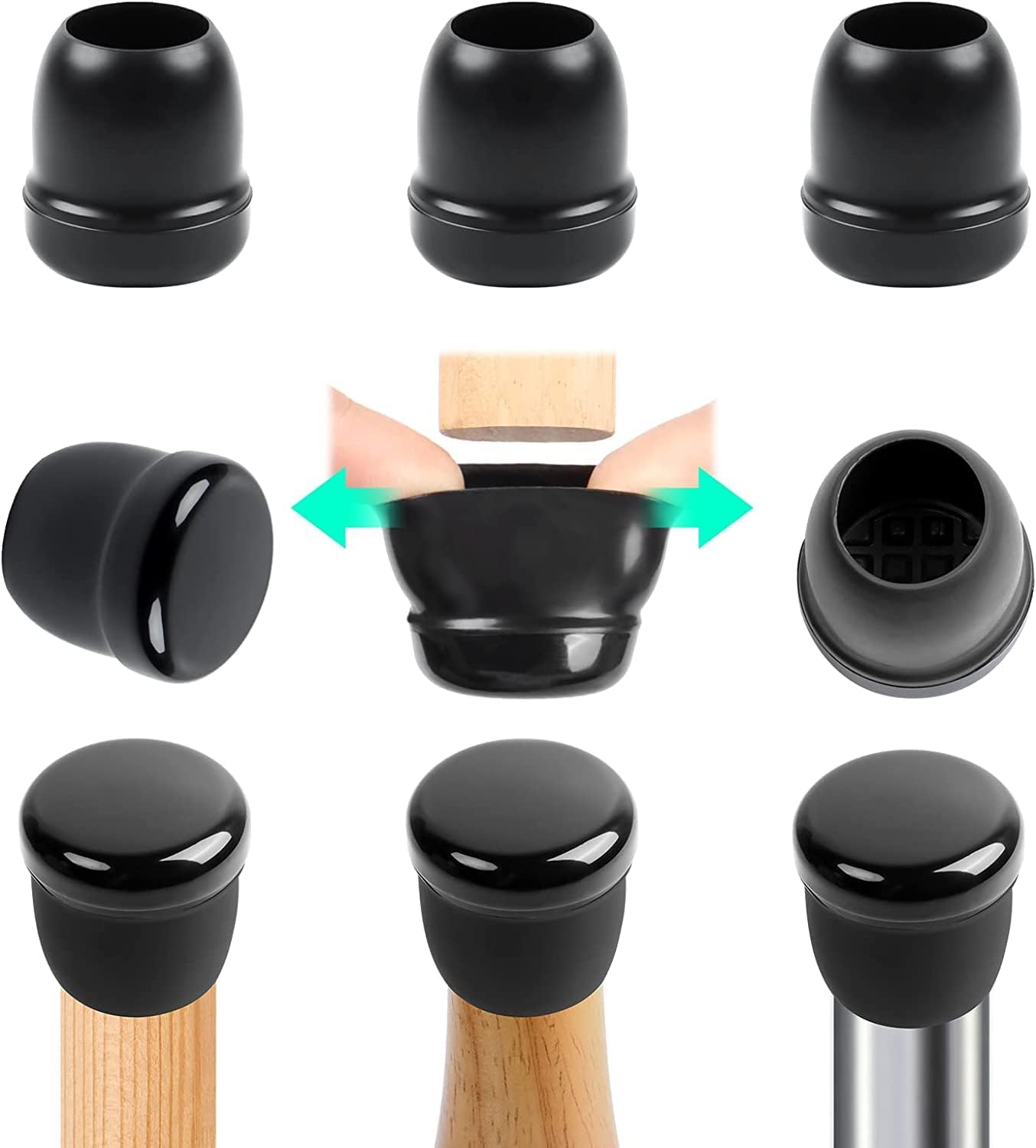Ezprotekt Chair Leg Sliders for Carpet, 24 Pcs Square Chair Glides for Carpet, Carpet Furniture Pads Stool Leg Protectors Caps, Carpet Furniture Glides Quickly and Easily (L Fit:1" - 1.4")