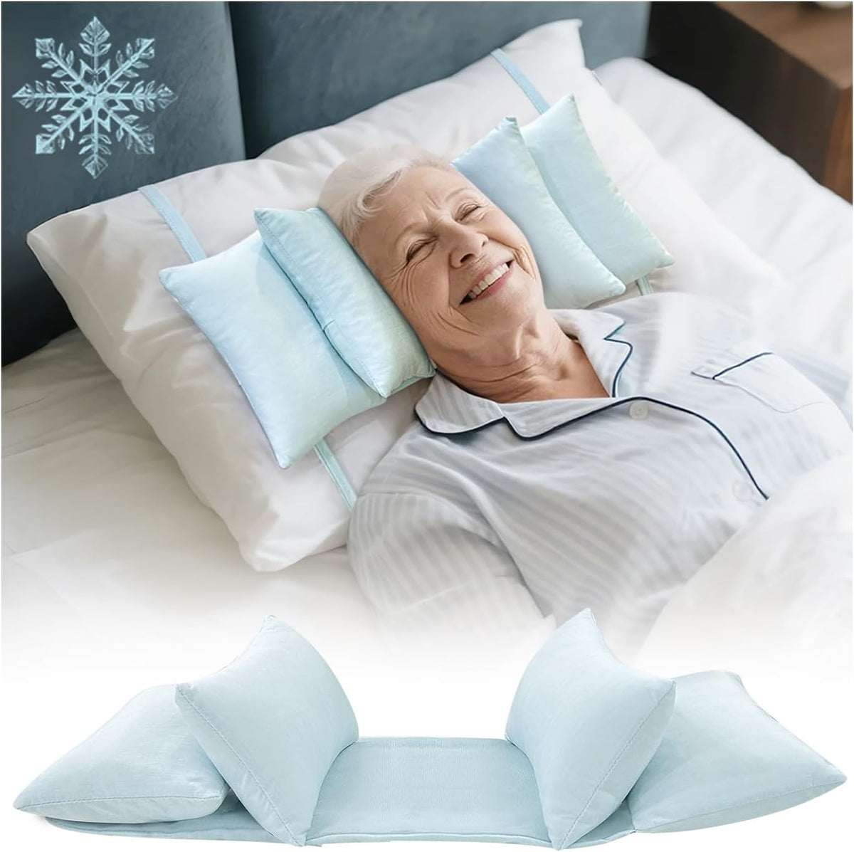 Head Stabilizer, Head Support Pillow for Elderly – Back Sleeping Aid for Post Surgery Recovery, Recliner & Wheelchair Headrest Cushion, Adjustable Neck Cradle (Grey)