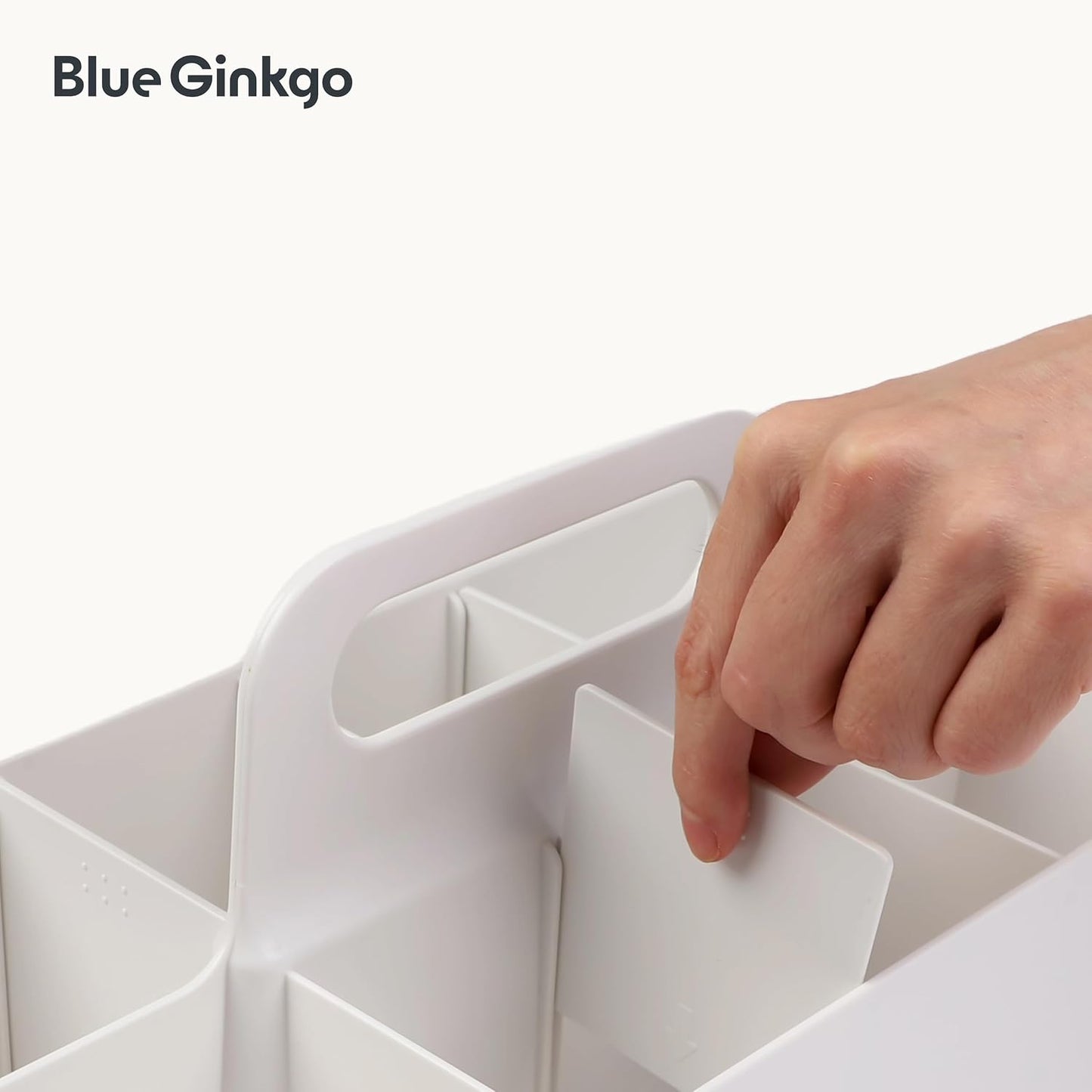 BLUE GINKGO Stackable Organizer Caddy, Rectangle, White, Made in Korea | Portable. Adjustable. Home, Office & School Storage.