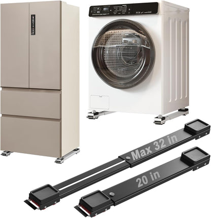 Appliance Rollers Heavy Duty,Max 32in,Second Generation Extendable Appliance Rollers Mobile Washing Machine Base Easily Move Washing Machines, Dryers, Refrigerators, Furniture (White)