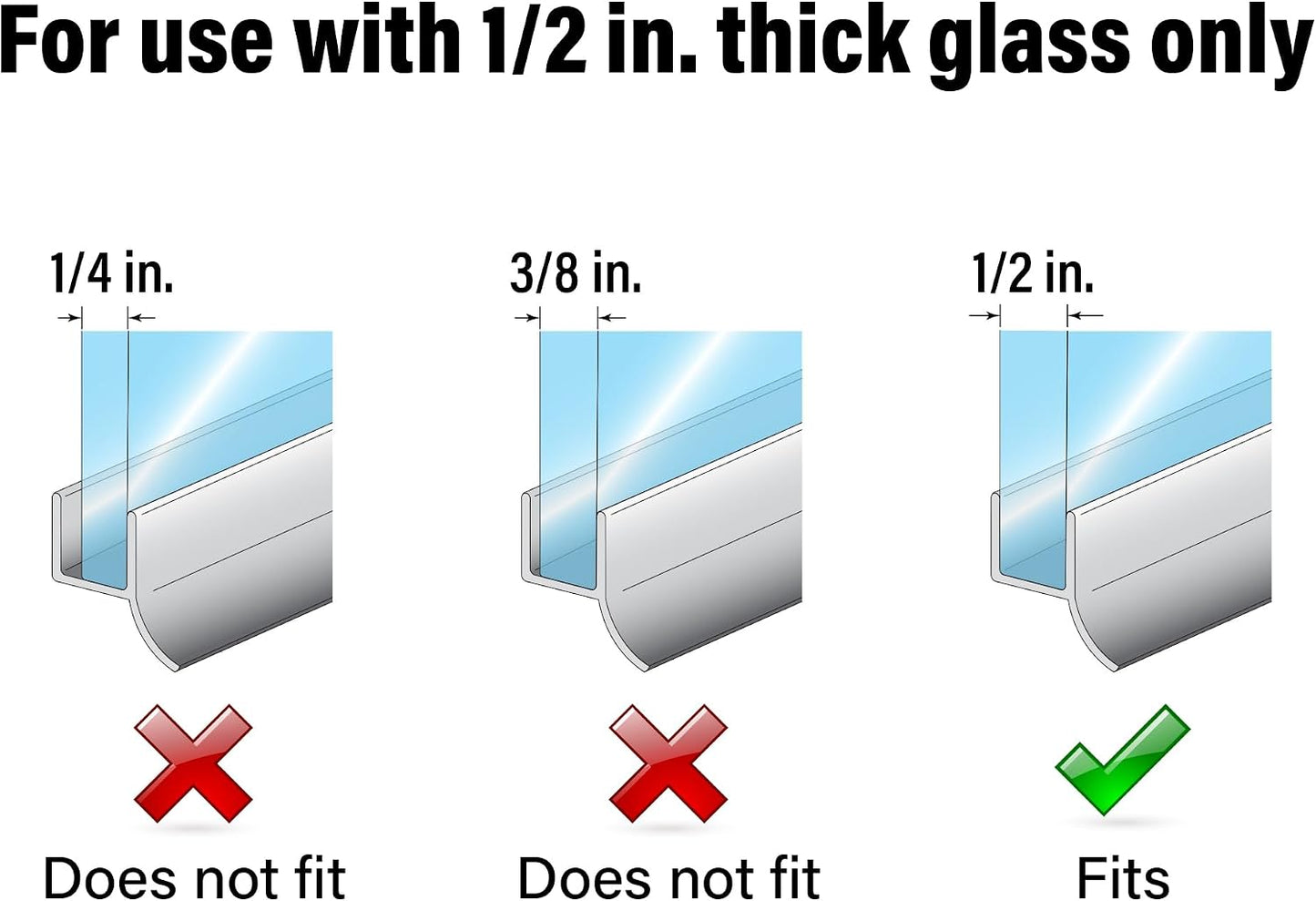 Prime-Line M 6262 Frameless Shower Door Bottom Seal for 1/4 in. Thick Glass Doors, Single Flap, 36 in., Clear Vinyl (Single Pack)