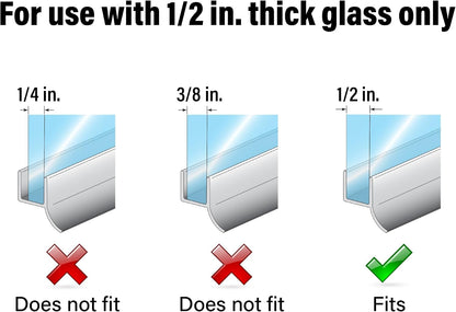 Prime-Line M 6262 Frameless Shower Door Bottom Seal for 1/4 in. Thick Glass Doors, Single Flap, 36 in., Clear Vinyl (Single Pack)