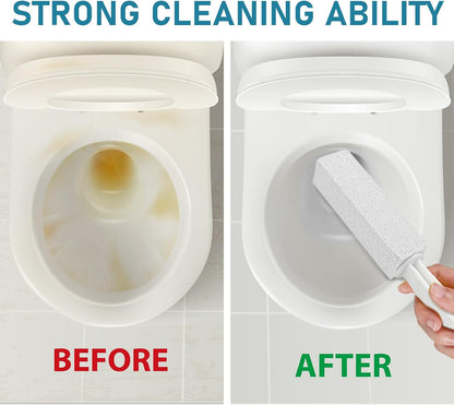 Pumice Cleaning Stone, 2 Pack Toilet Bowl Cleaner Toilet Brush, Gray | Non-Slip Long Plastic Handle, for Kitchen, Bath, Pool, Household Cleaning