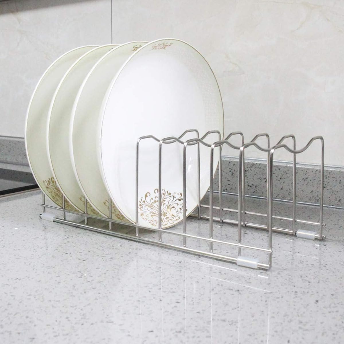 FLSEPAMB Lid Organizer Pot Lid Organizer 10-Tier Pot Lid Rack Holder Suitable for Bakeware Dish Plate, Cutting Boards, Pots & Pans, Serving Trays, Reusable Containers in Cabinet Pantry (1 Pack)