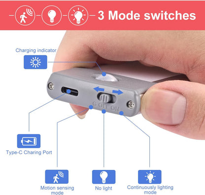 LED Motion Sensor Cabinet Light,Under Counter Closet, Wireless USB Rechargeable Kitchen,54-LED Battery Powered Operated Light, for Wardrobe,Closets,Cabinet,Cupboard