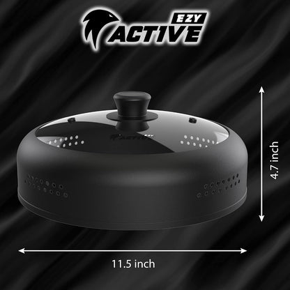 Microwave Cover for Food, Silicone and Glass Splatter Guard Lid for 6–7–8–9-10-11-12 inch Plates & Bowls. By EZY ACTIVE (Gray)