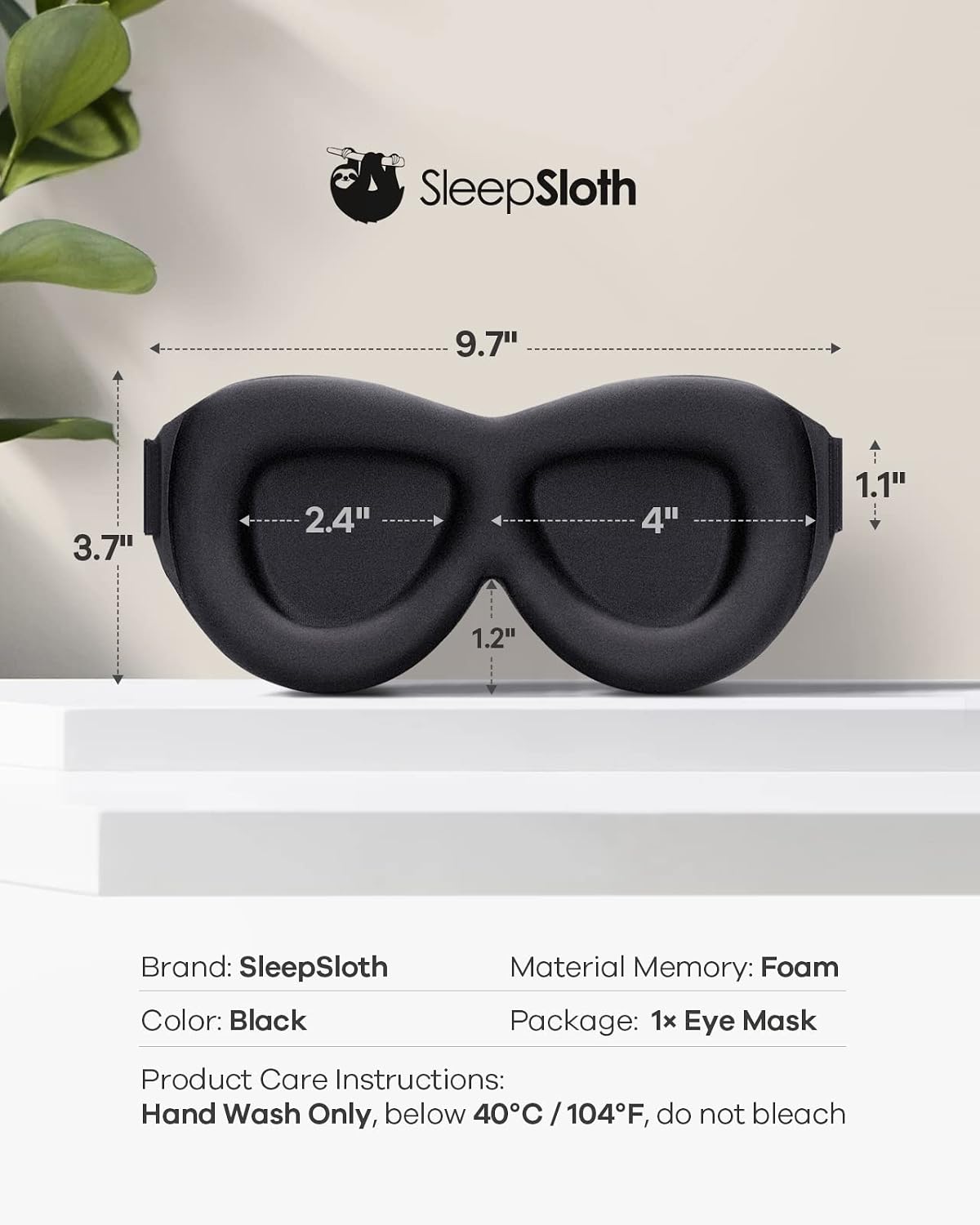 Sleep Mask for Side Sleepers, 3D Contoured Eye Mask for Sleeping, Soft Memory Foam Eye Cover with Adjustable Strap, No Pressure on Eyes, Travel Sleep Mask for Men Women, Shift Work & Naps