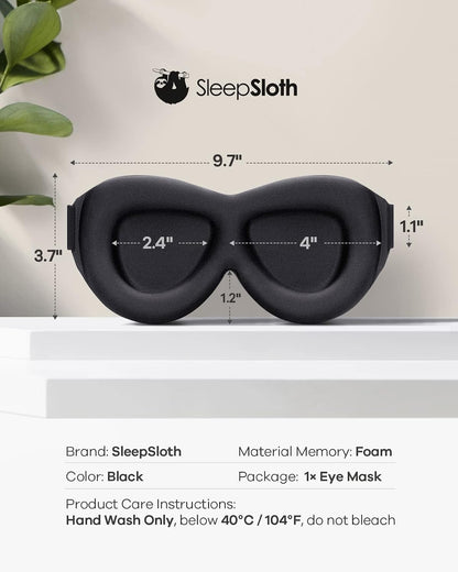 Sleep Mask for Side Sleepers, 3D Contoured Eye Mask for Sleeping, Soft Memory Foam Eye Cover with Adjustable Strap, No Pressure on Eyes, Travel Sleep Mask for Men Women, Shift Work & Naps