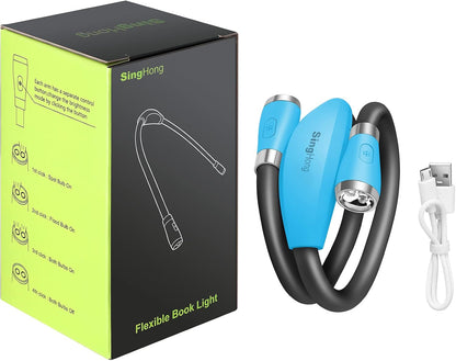 Neck Book Light LED Reading Lamp USB-C Rechargeable, Hands Free, 4 LED Bulbs, 4 Adjustable Brightness, for Reading in Bed or Reading in Car (Green)