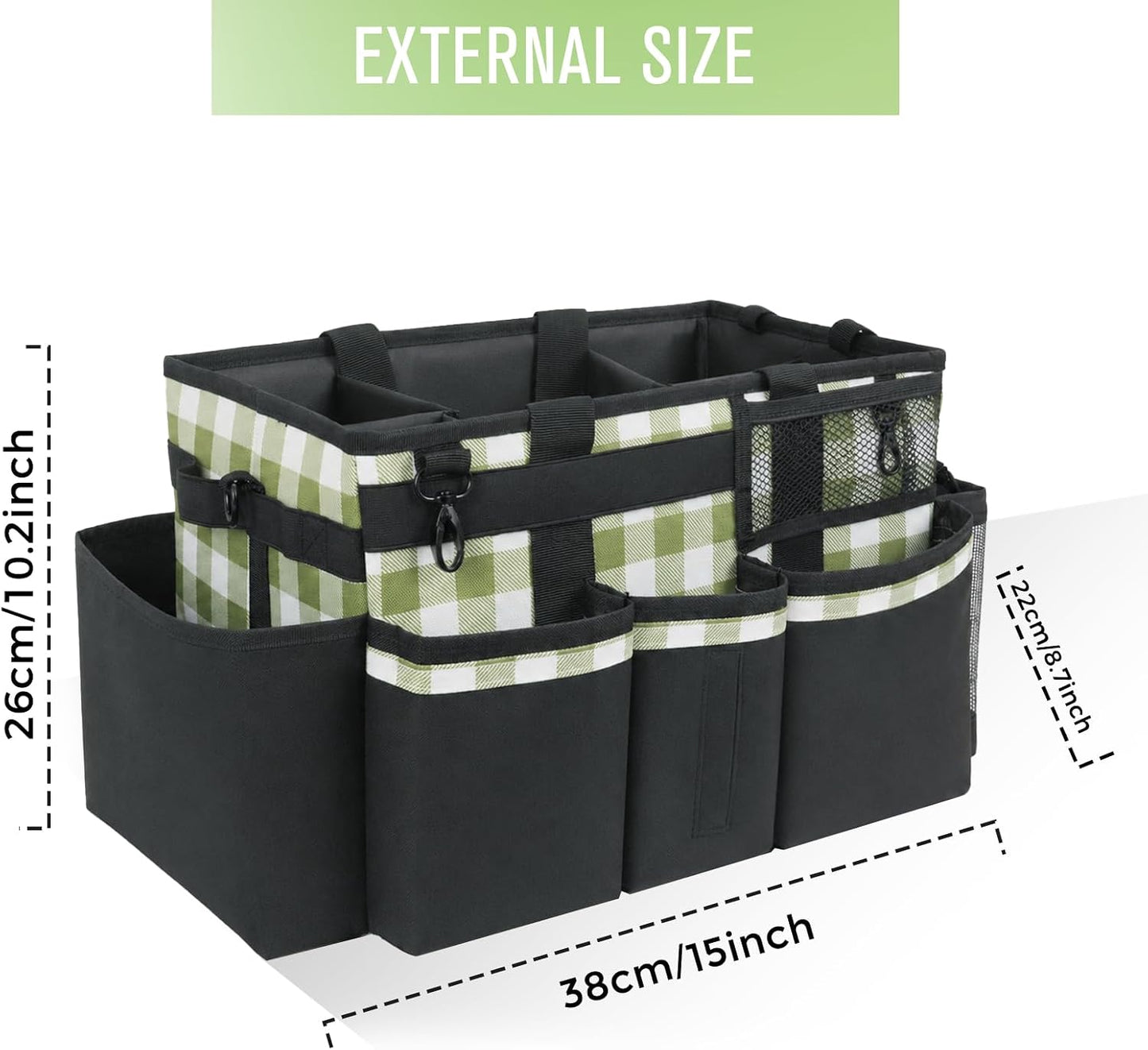 SCAVATA Wearable Cleaning Caddy, Cleaning Caddy Supplies Organizer with Handle & Shoulder Straps for Housekeepers, Under Sink & Car Cleaning Tool Organizers Bag with 4 Foldable Divider (NavyBlue)