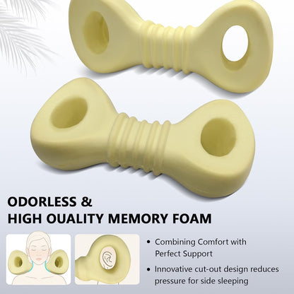Cervical Neck Roll Pillow, Say Goodbye to Neck Pain, Travel Neck Support Pillow for Side Sleepers, Ergonomic Memory Foam Camping Pillow, Cervical Traction Device with Storage Bag