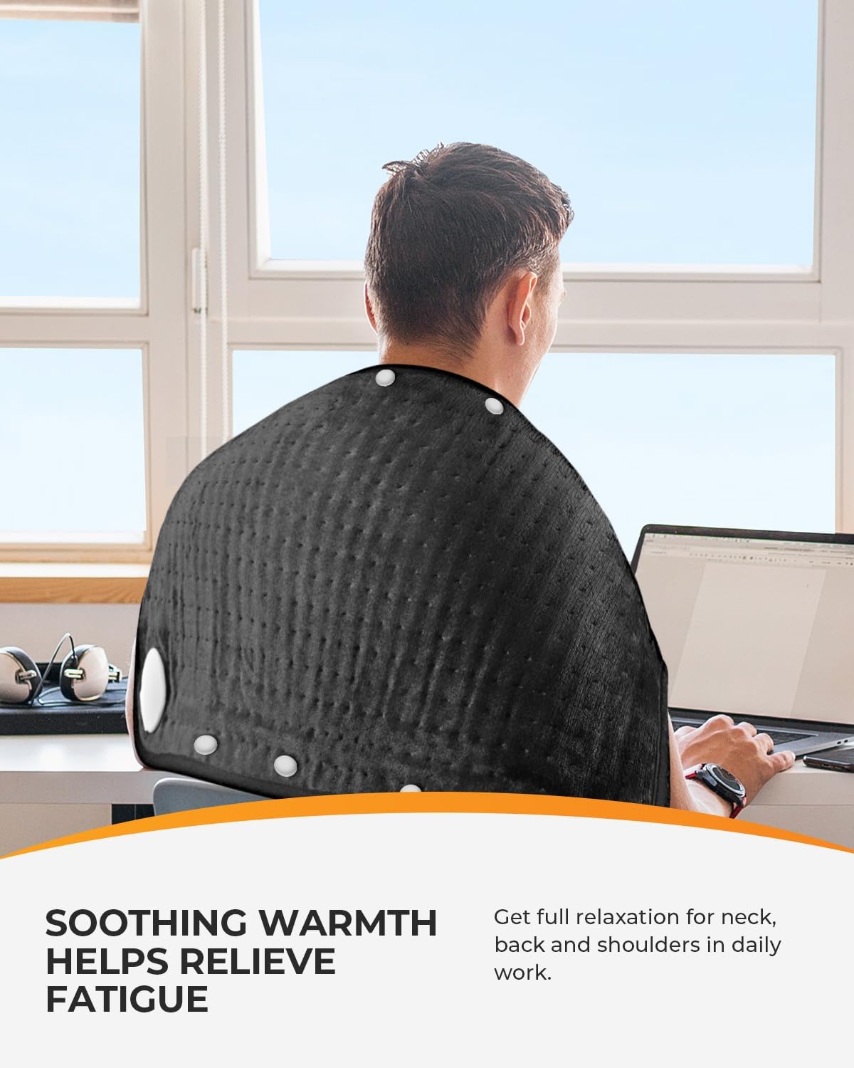 CooCoCo FSA Eligible HSA Hip Heating Pad for Hip and Sciatica Pain Relief | Heated hip brace, 6 heat levels, 4 timers, adjustable wearable fit, soft plush lining for hip, thigh, buttock and lower back