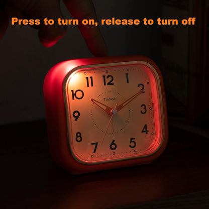 Tinload 4.3" Vintage Retro Analog Alarm Clock, Super Silent Non Ticking Clock with Manual Light, Snooze, Battery Operated, Simply Design, for Living Room, Bedroom, Bedside, Desk(Blue-V2)