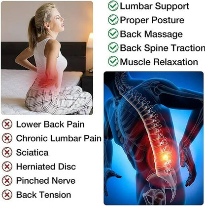 Adjustable Back Stretcher with 3 Levels Lumbar Traction Device with Acupressure Points for Lower Back Pain Relief, Spine Alignment, Flexibility & Daily Support