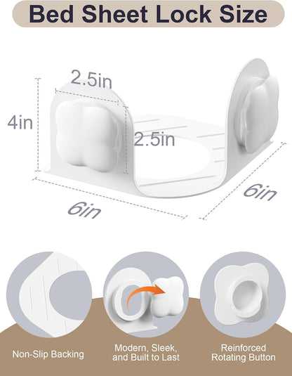 Bed Sheet Holders for Corners, 4-Pack Fitted Sheet Holder Keep Sheets Firm,Fits Any Size Mattress-No More Shifting Bedding