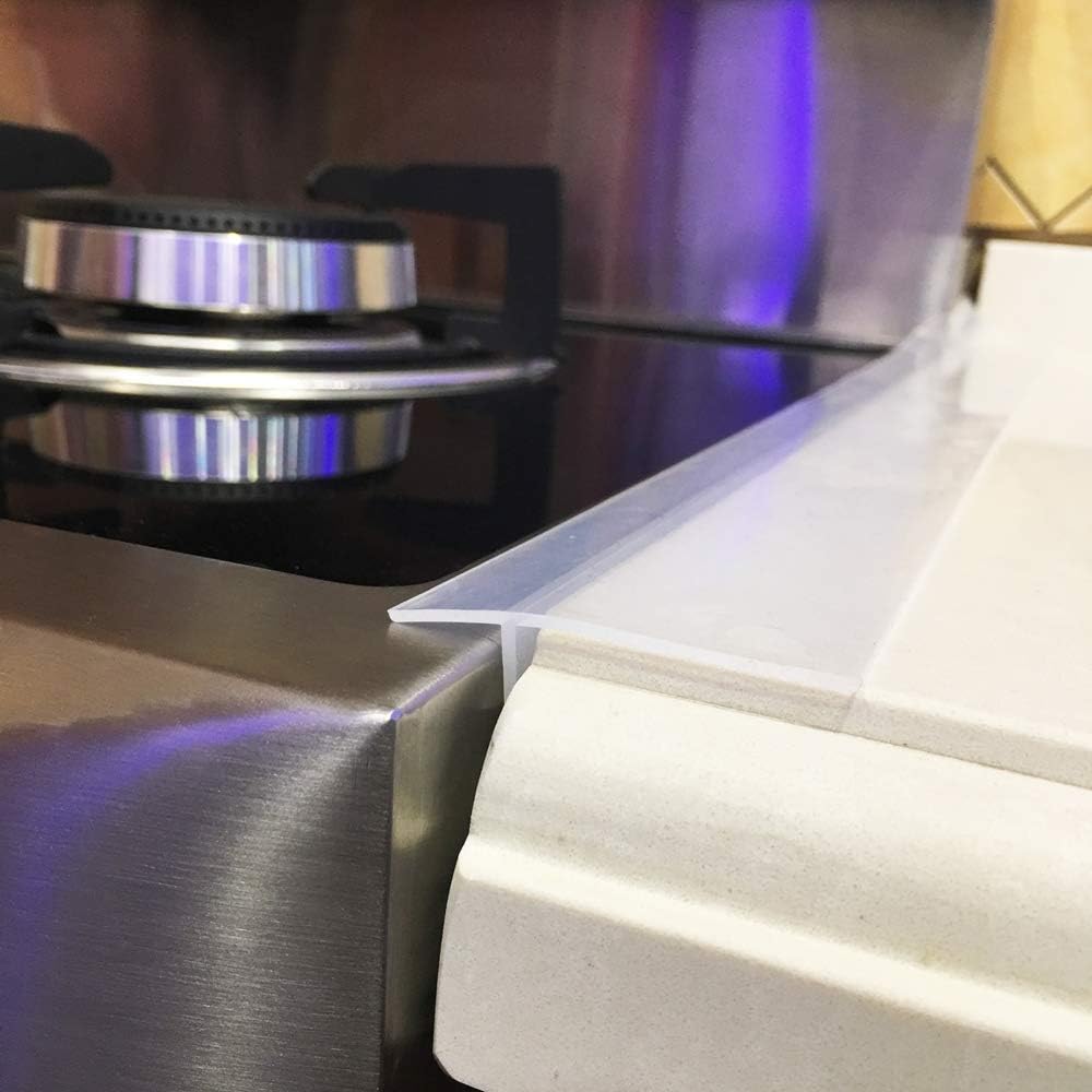 Silicone Stove Counter Gap Cover 30 Inch Side Range Gap Filler 2 Pack Black | Extra long kitchen stove gap covers, 0.2-1 inch gap, heavy 10 oz, cut to size, oven crack guards between stove and counter