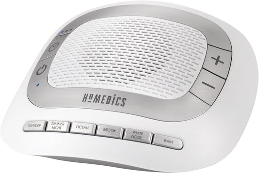 Homedics SoundSleep Rejuvenate White Noise Portable Sleep Machine | Small Sound Machine with 6 Relaxing Nature Sounds, Sound Therapy for Home, Office, Nursery, Auto-Off Timer