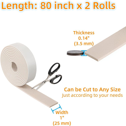 Felt Strips with Adhesive Backing Heavy Duty Cuttable Felt Tape Roll Furniture Pads for Chair Legs - Protecting Hardwood Floors, Chair Wall Protector (Black, 80 x 0.5 x 0.14 Inch)