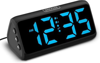 Netzu Loud Alarm Clock for Heavy Sleepers, RGB Alarm Clocks for Bedrooms Seniors Kids, Plug in Digital Clock with 5 Dimmers, 2 Alarms, 4 Volumes and Snooze