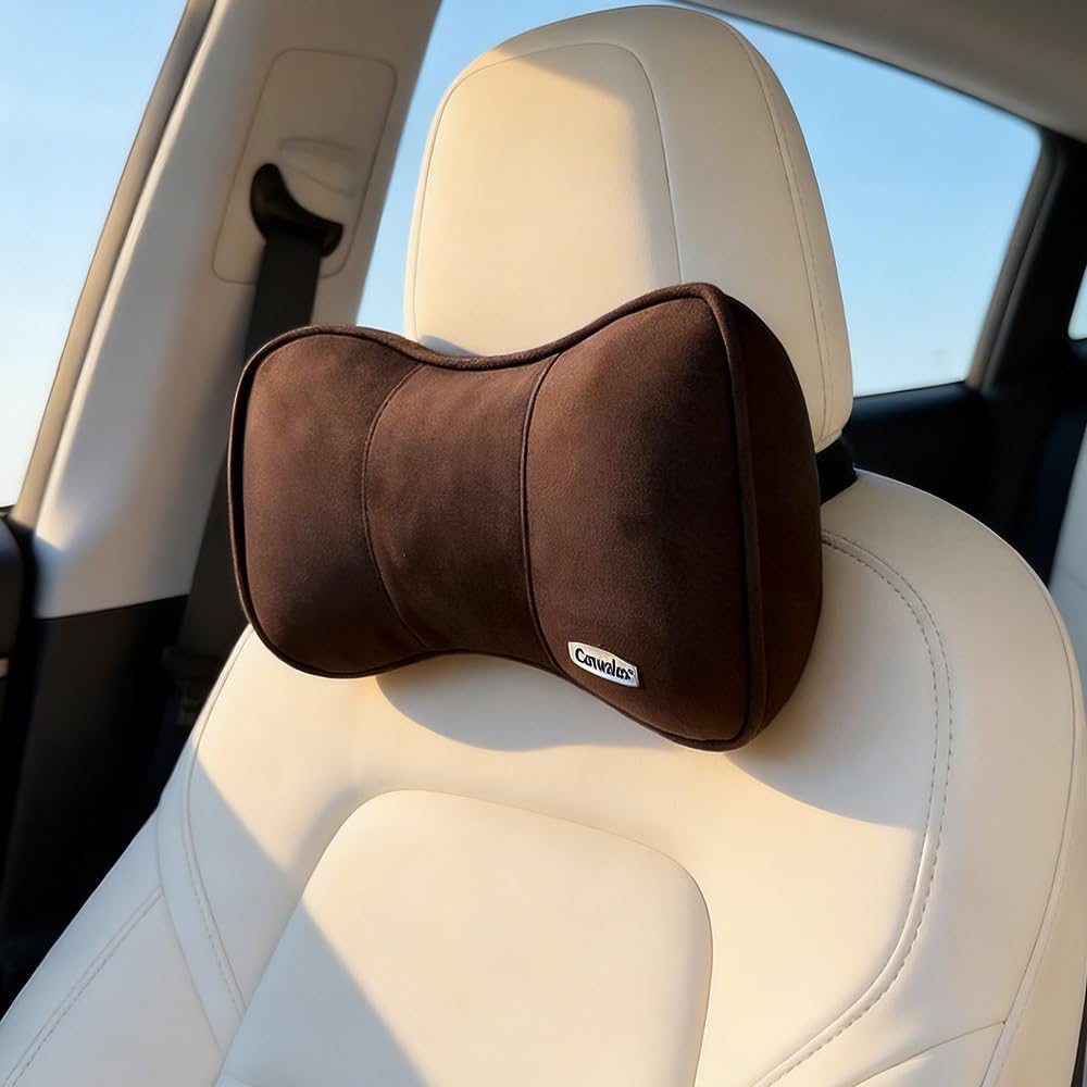 Car Neck Support Pillow Recliner Headrest Pillow for Neck Pain Relief Tan