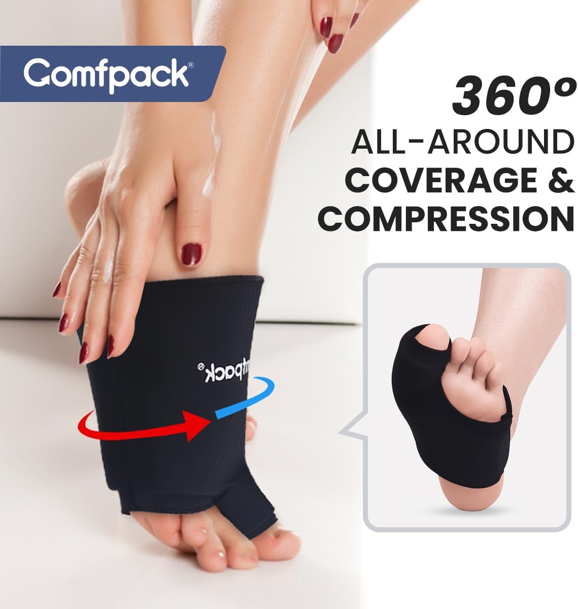Comfpack Foot Ice Pack Toe Wrap for Bunion, Gout, Plantar Fasciitis Relief