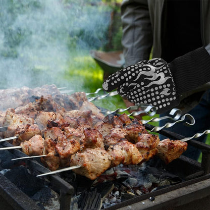 Comsmart BBQ Gloves, 1472 Degree F Heat Resistant Grilling Gloves Silicone Non-Slip Oven Gloves Long Kitchen Gloves for Barbecue, Cooking, Baking, Cutting