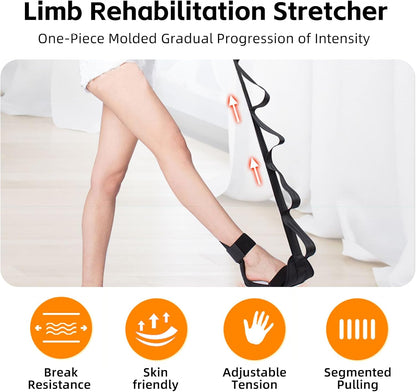 Foot & Calf Stretcher, Rehabilitation Training Stretcher with 7 Loops for Drop Foot Plantar Fasciitis Muscle Atrophy, Leg Stretch Strap for Seniors Injuries Recovery Aids (Red)