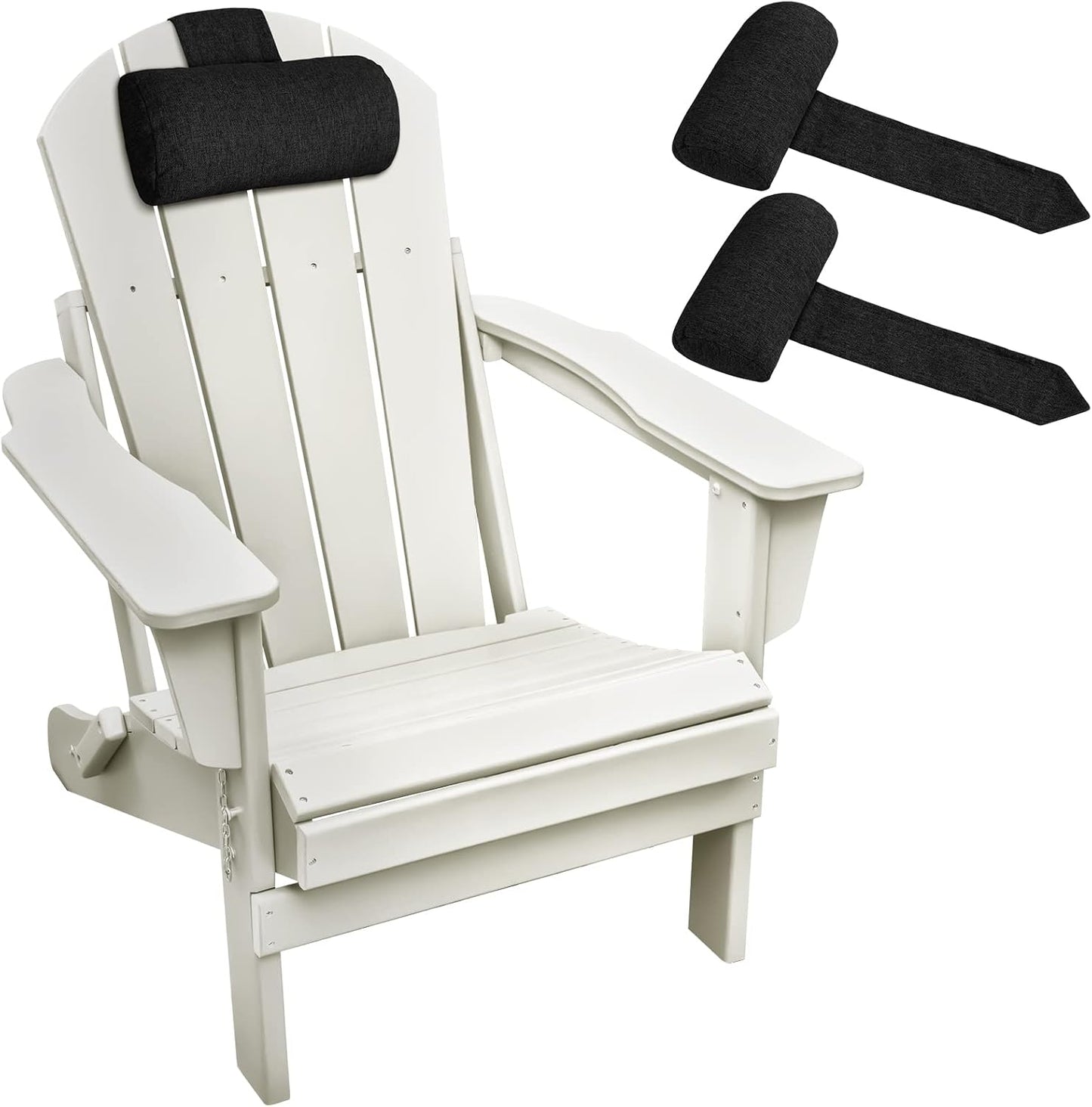 Marsui 2 Pcs Chaise Lounge Headrest Pillow Beach Chair Pillow for Adult Outdoor All Weather Patio Swim Pool Sunbathing Recliner Neck Rest Cushion Supplies with Non Slip Weighted Tail(Dark Grey)