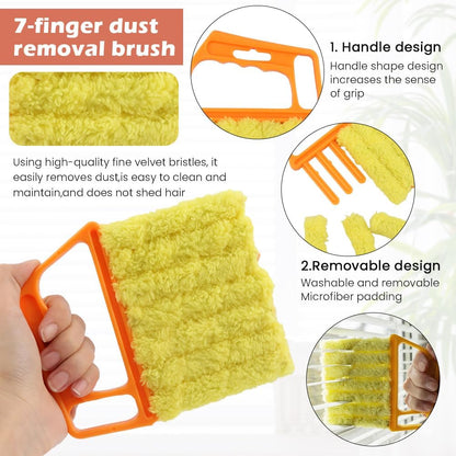 5Pcs Window Blind Cleaning Set, Washable 7 Fingers Duster Brush | Dusting Cleaner Tool, Blinds Air Conditioner Keyboard Fan Duster Dirt Housekeeping Tool