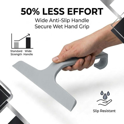 Bathroom Glass Shower Door Squeegee, Silicone & Metal, Black, 10"W x 9.2"L | Effortless, Time-Saving, Rustproof, Flexible, High Quality, Efficient, Cost-Effective, Multi-Functional, Wear-Resistant