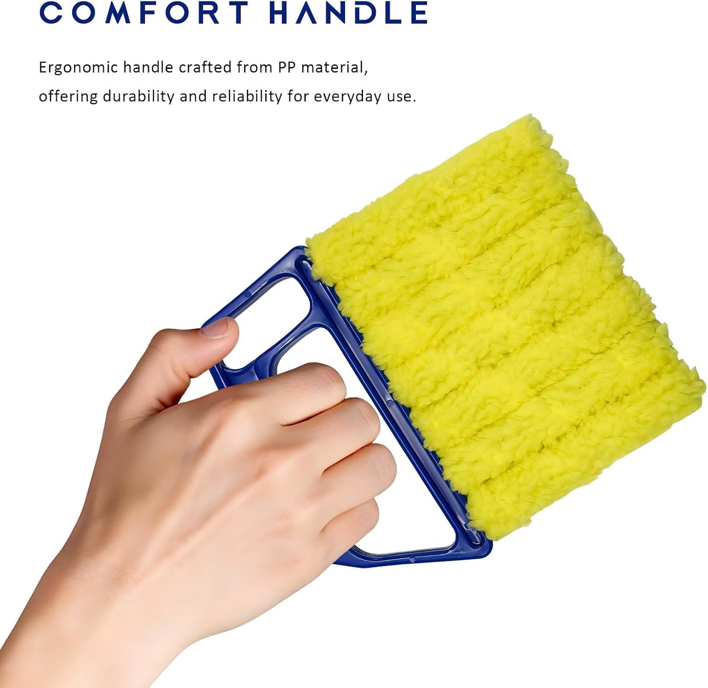 3 PCS Blind Cleaner Duster Tool, 7 Finger Detachable Duster Auto Air Conditioner Cleaning Tool, Washable Dusting Brush Handheld Cleaner for Vehicle Air Vents Blinds (Yellow)