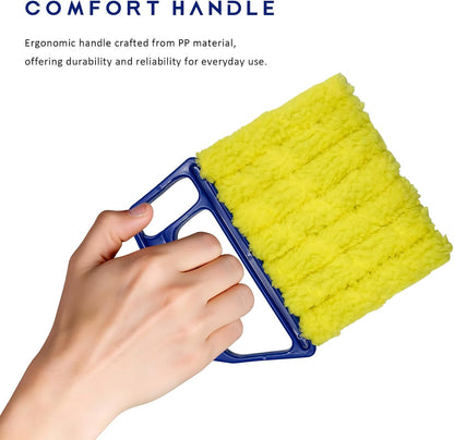 3 PCS Blind Cleaner Duster Tool, 7 Finger Detachable Duster Auto Air Conditioner Cleaning Tool, Washable Dusting Brush Handheld Cleaner for Vehicle Air Vents Blinds (Yellow)