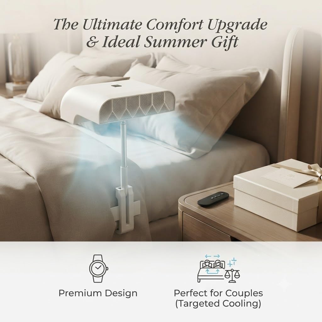 Bed Fan Under Sheets, Quiet Cooling Bed Fan with Remote Control (white,2pcs)