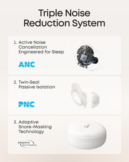 Soundcore Sleep A30 Special by Anker, Noise Reduction Sleep Earbuds | Noise Reduction, Adaptive Snore Masking, Ultra Comfort for Side Sleepers, Vast Sleep Audio, 8-10H Playtime, Sleep Headphones