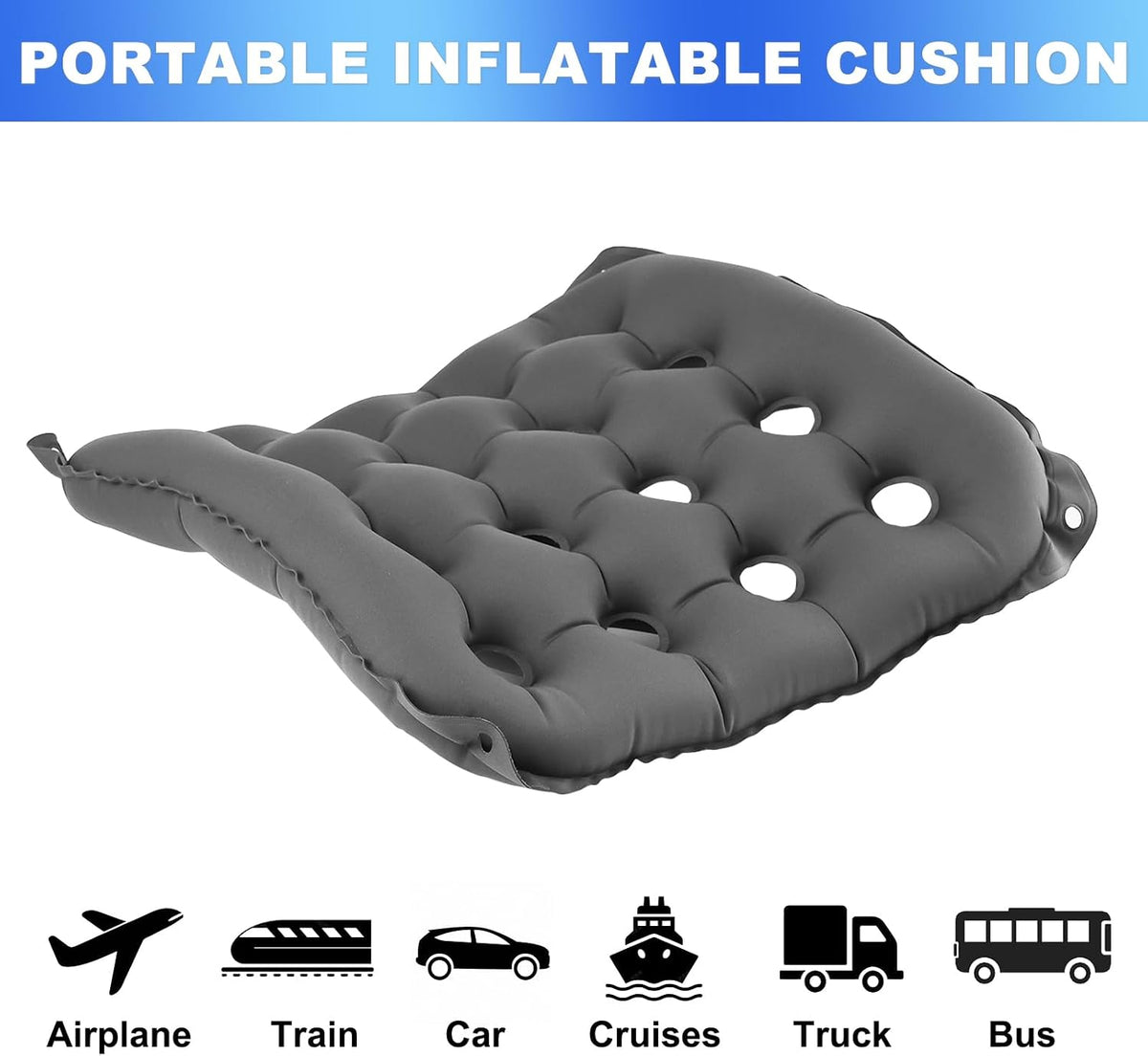 2-Pack Inflatable Waffle Cushion for Pressure Relief, Wheelchair Cushion for Pressure Redistribution, Portable Air Seat Cushions for Office Chair Car Seat, Breathable Seat Pad, Includes 1 Air Pumps
