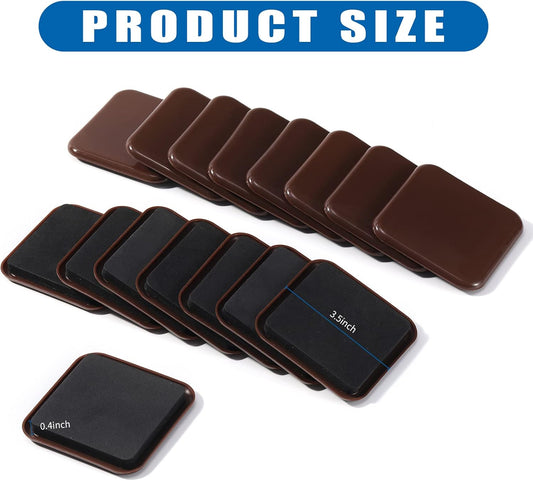 Furniture Sliders, 8pcs 4.7 inch Square Sliders for Furniture on Carpet, Heavy Duty Furniture Movers Sliders - Protect The Surface of Carpet, Easily Move Any Items!
