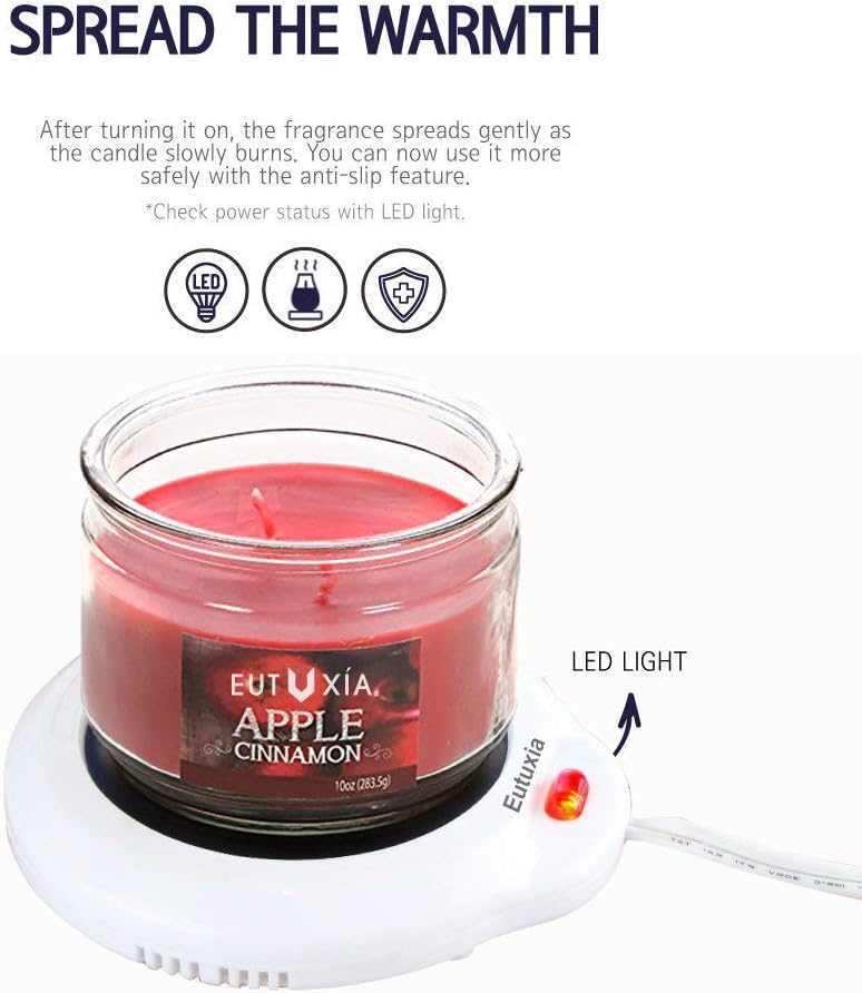 Candle Warmer for Home & Office. Great for Warming Up Cups, Coffee Mugs, Wax, and Beverages on Desks, Tables & Countertops. Electric Heated Plate Warms Quickly. Enjoy Hot Drinks on Cold Days.