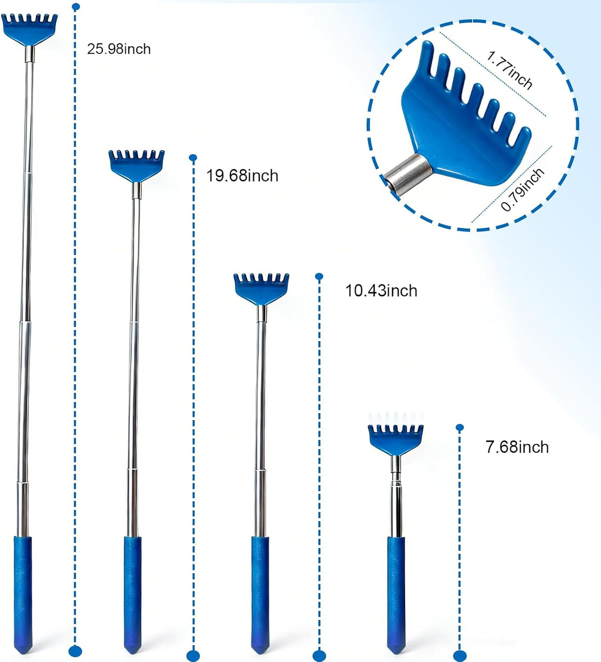 2 Pack Back scratchers Set,Stainless Steel Back Scratcher Extendable