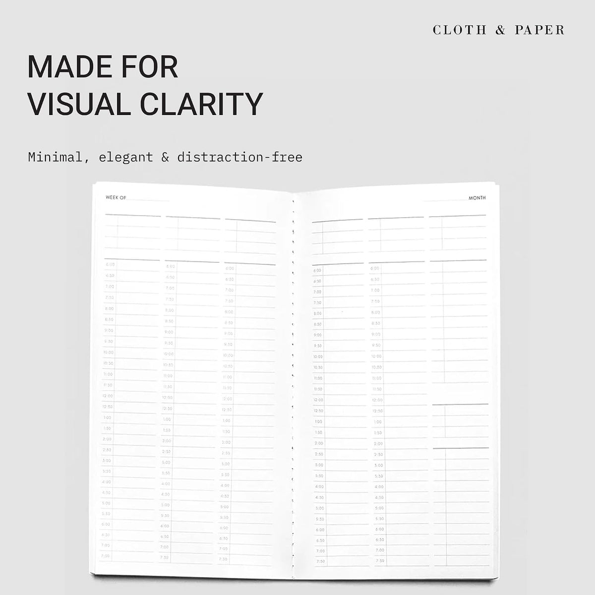 Cloth & Paper Travel Notebook | Daily Wellness Planner – Smoked Salt | Pocket Plus Wellness Planner 3.2" x 6" | Habit Tracker & Self Care Journal for Goals, Gratitude & Reflection – Soft Touch Cover