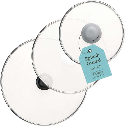 Kristie's Kitchen Grease Guard Set - Stainless Steel Frying Pan Screen for Safe Cooking, Prevents Oil Spray & Keeps Kitchen Clean